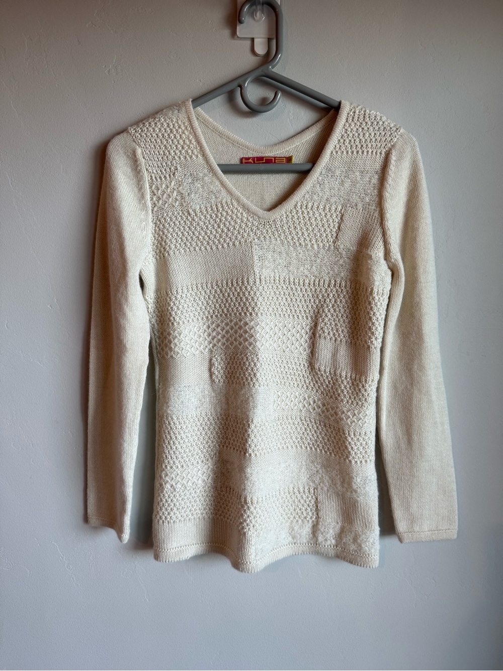 Cream Textured V‑Neck Sweater for Women by KULE?